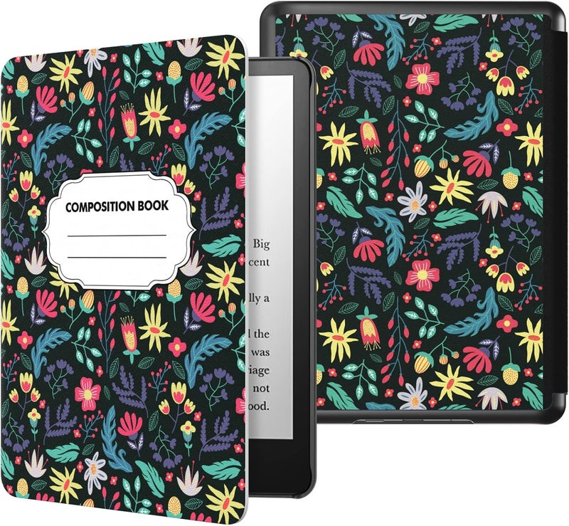 MoKo Case for 6.8" Kindle Paperwhite (11th Generation-2021) and Kindle Paperwhite Signature Edition, Light Shell Cover with Auto Wake/Sleep for Kindle Paperwhite 2021 E-Reader, Colorful Flowers - Image 1